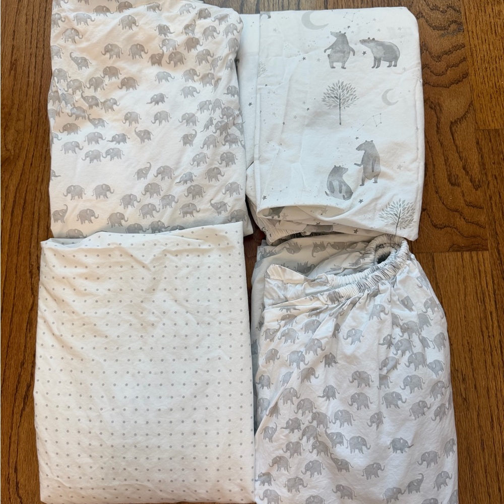 Pottery Barn Kids Gender Neutral Fitted Crib Sheets - Set of 4
